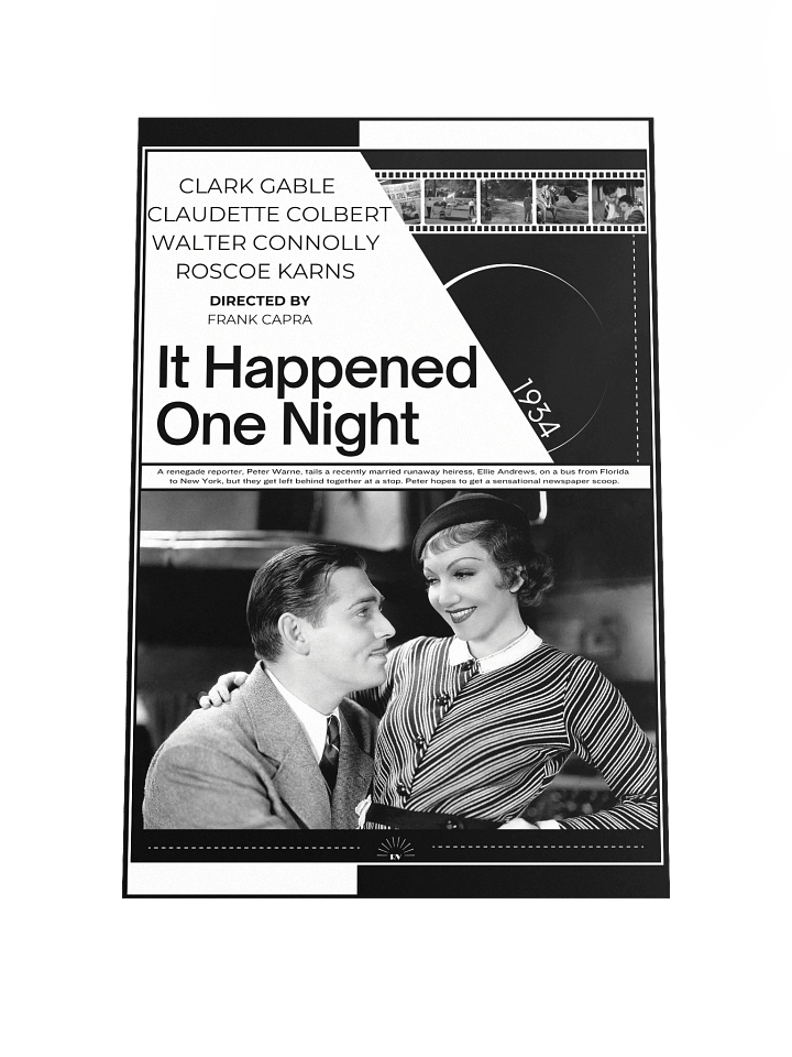 It Happened One Night with Clark Gable and Claudette Colbert 1934 | Movie Poster | 12x18 Wall Art product image (1)