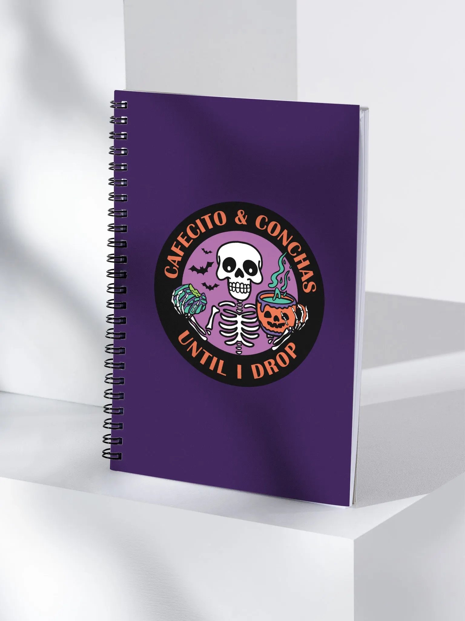 Cafecito and Conchas Halloween Skeleton Dotted Spiral Notebook product image (3)