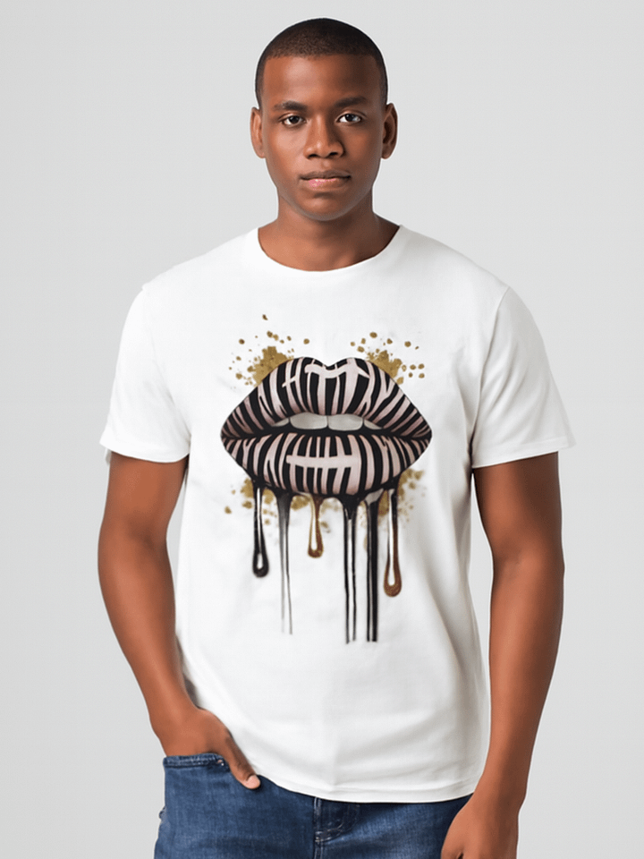Zebra Lips Gold Drip T-Shirt product image (1)