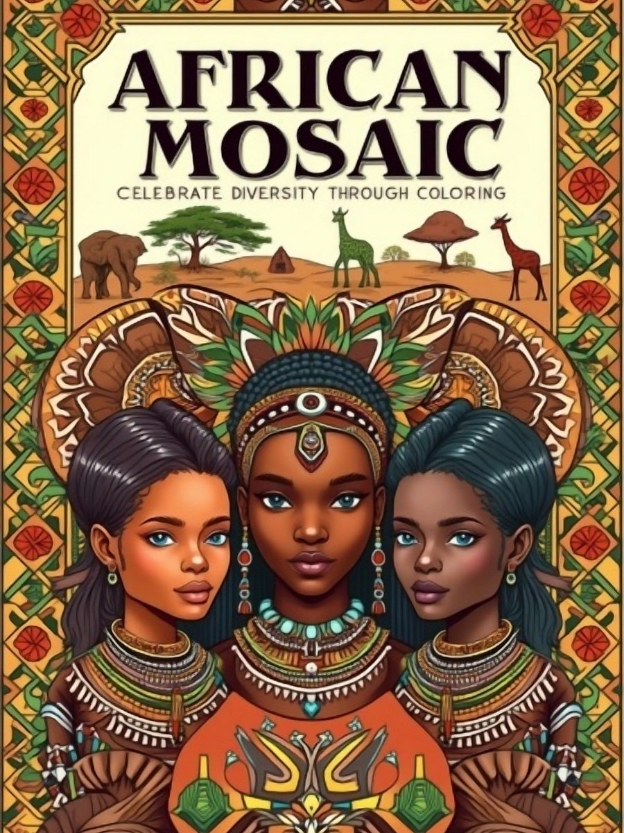 African Mosaic Celebrate Diversity Through Coloring product image (1)