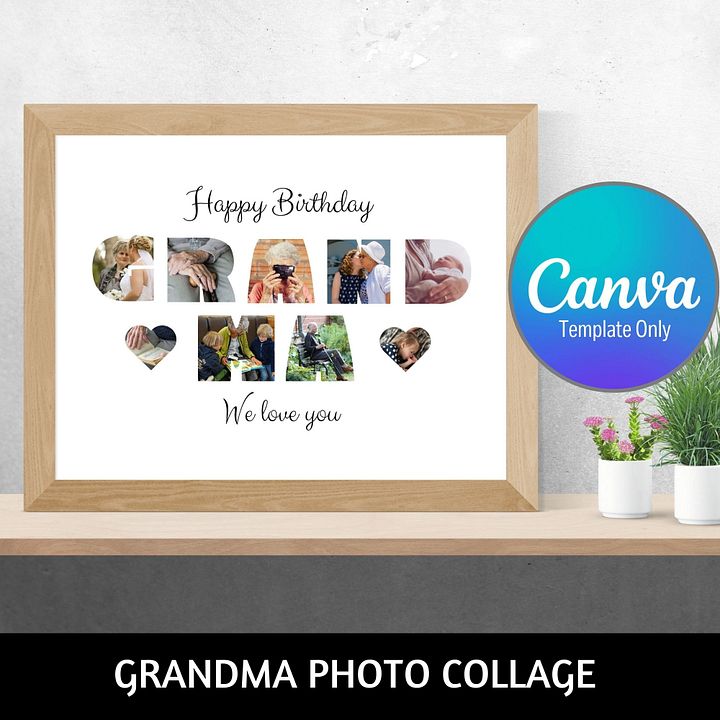 Happy Birthday Grandma Photo Collage Canva Template product image (1)
