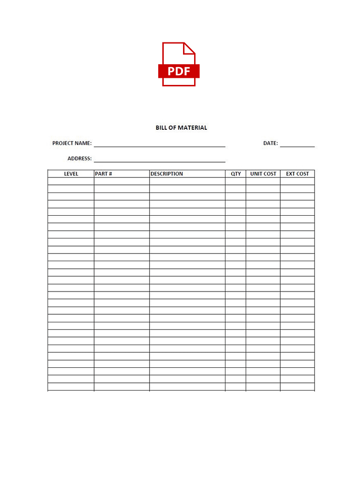 Bill of Material Style 01 – PDF Print product image (1)