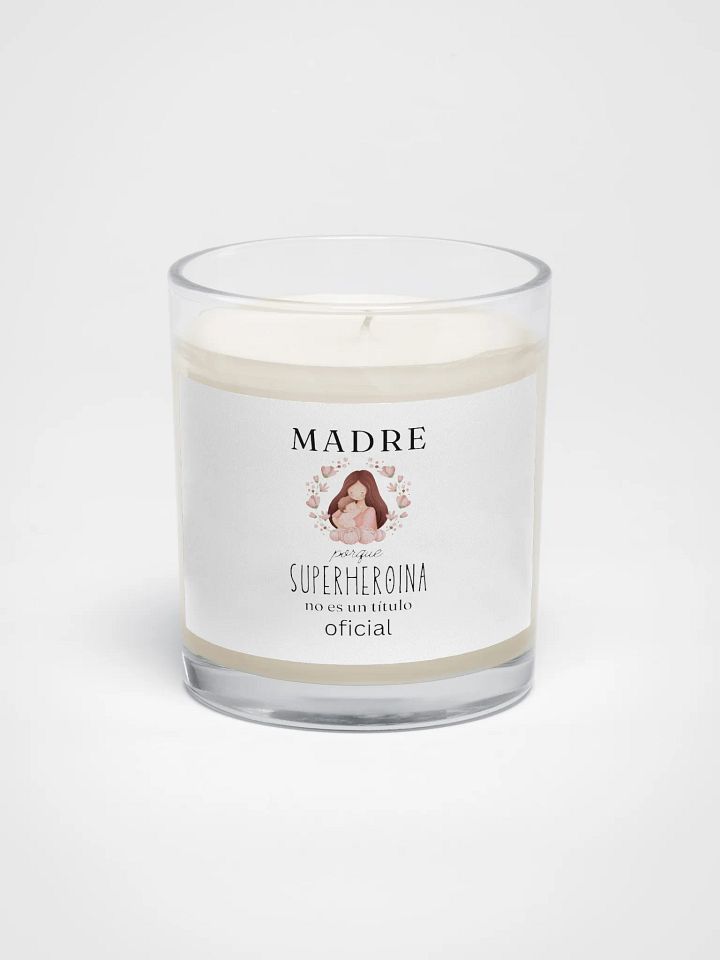 Mothers day Design Madre Porque Superheroina no es un titulo oficial candle product image (1)