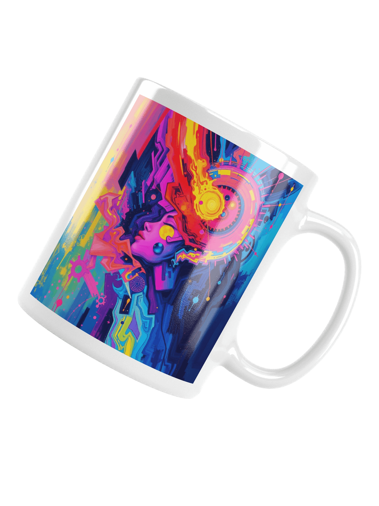 Coffee Mug Psychedelic Abstract Vibrant Cosmic Neon Futuristic Art product image (5)