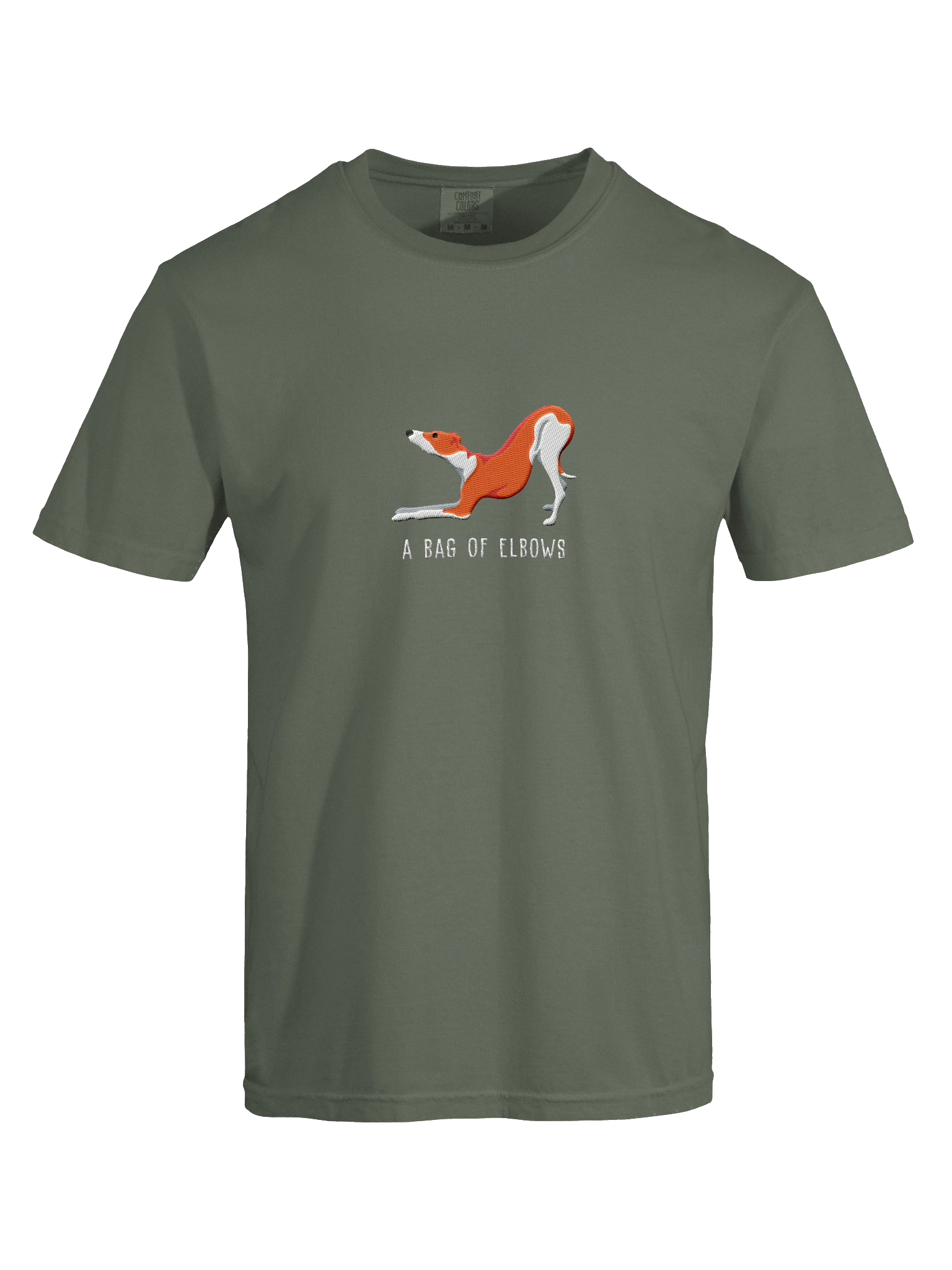 A Bag of Elbows T-Shirt(Embroidered) of an Italian Greyhound(Red & White) product image (37)
