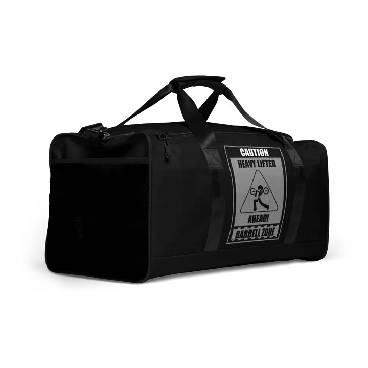 Caution Heavy Lifter Ahead-Barbell Zone Duffle Bag (Black) product image (2)