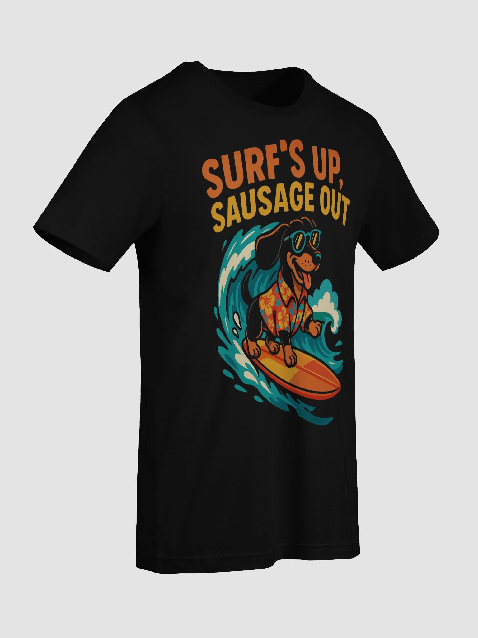 Surf's Up, Sausage Out – Cool Surfing Dachshund T-Shirt product image (9)