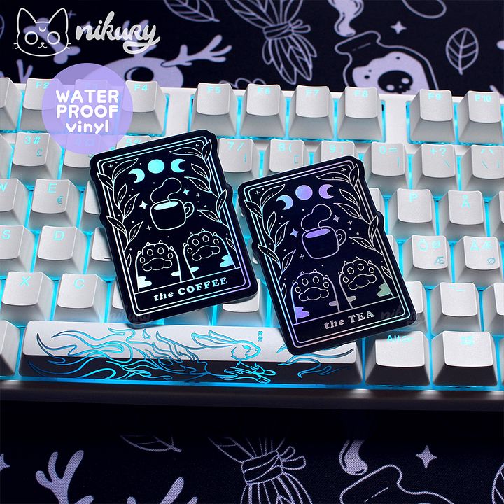 Holographic The Coffee Cat Tarot Sticker product image (2)