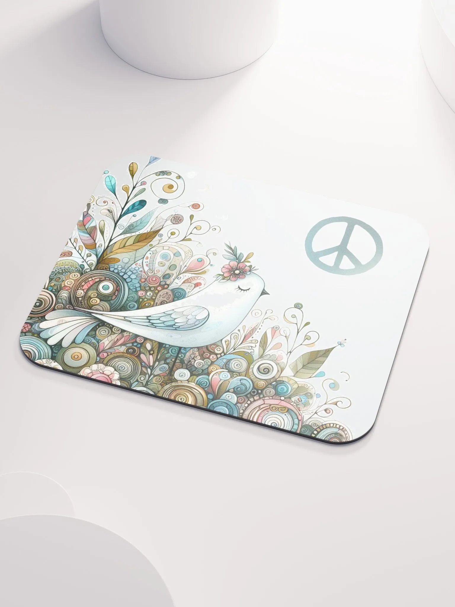 Whimsical Bird and Floral Crown Mouse Pad product image (3)