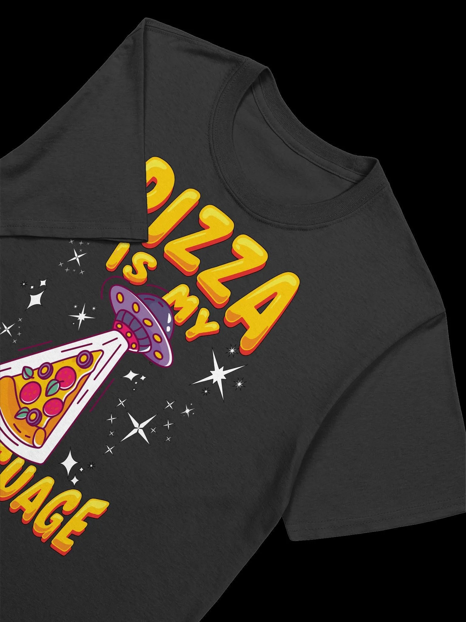 Food Lover-Pizza is My Language-Funny Pizza Alien Abduction T-Shirt product image (16)