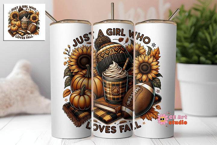 Just a Girl Who Loves Fall Tumbler Wrap PNG product image (1)