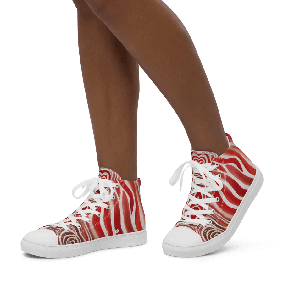 Funky Red Liquid Tie-Dye Explosion Women's High-Top Canvas Shoes product image (6)