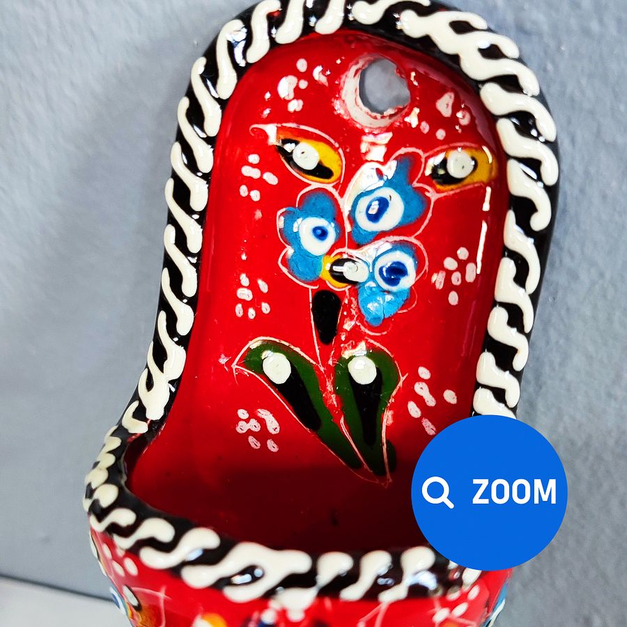 Ceramic wall decor, shoes (Terlik, red) — handmade pottery, handmade ceramic, home decor, handmade gift, Turkish ceramic product image (5)