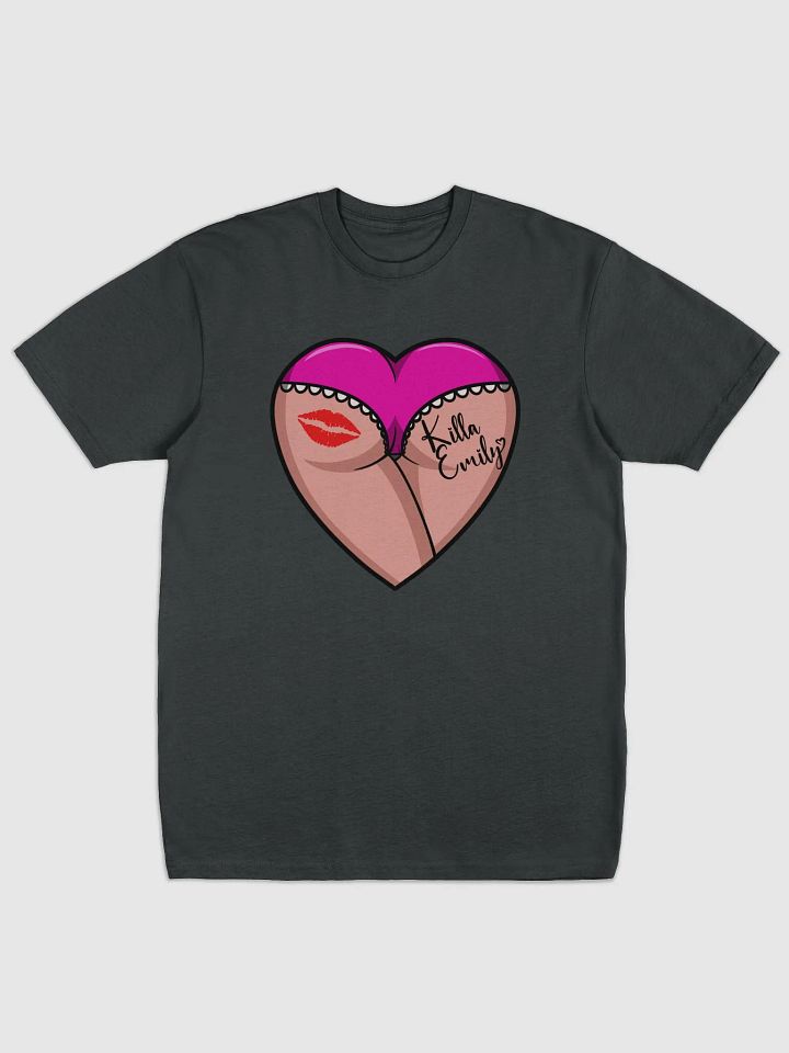 KILLA_EMILY DARK PINK HEART BUTT LOGO GREY TEE product image (1)