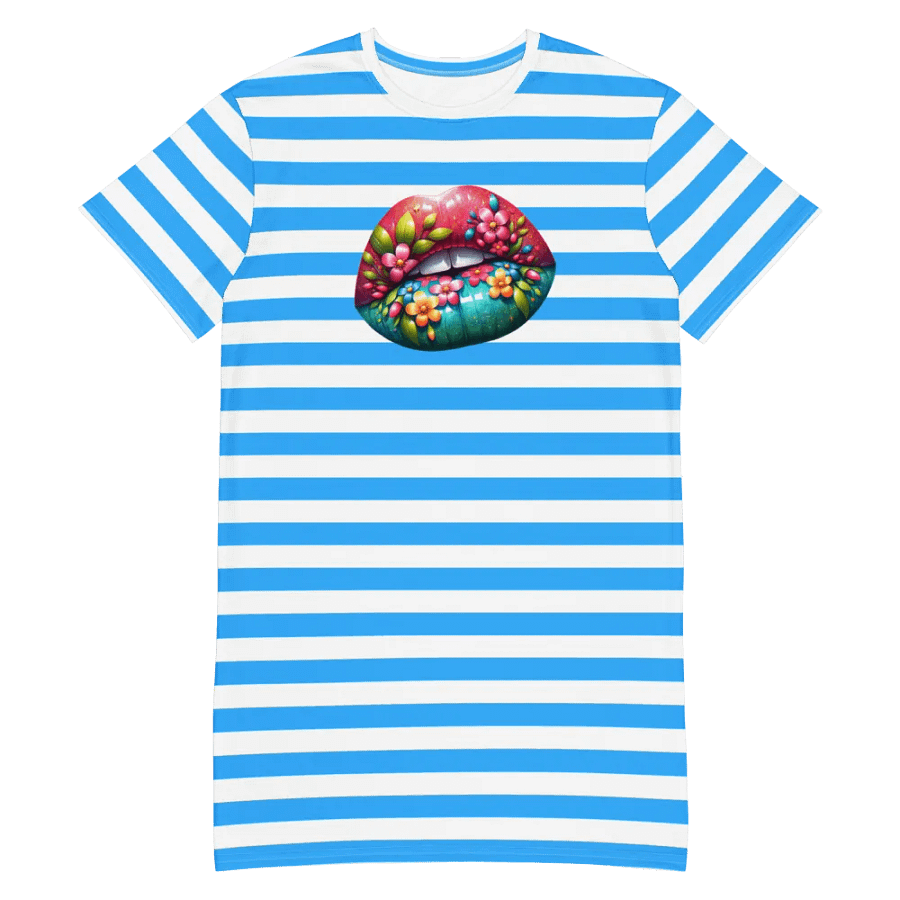 Blooming Lips Stripped Blue Tee Dress product image (4)