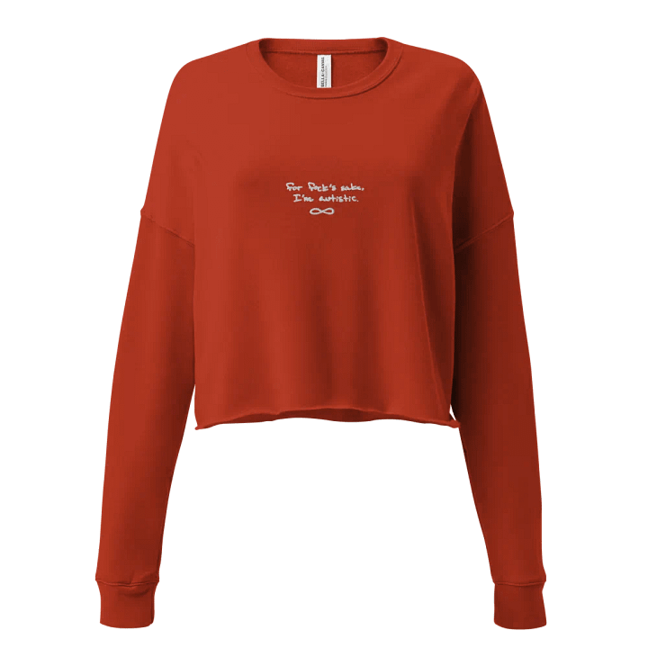 FFS, I'm autistic. (white thread) embroidered fleece cropped crew product image (24)