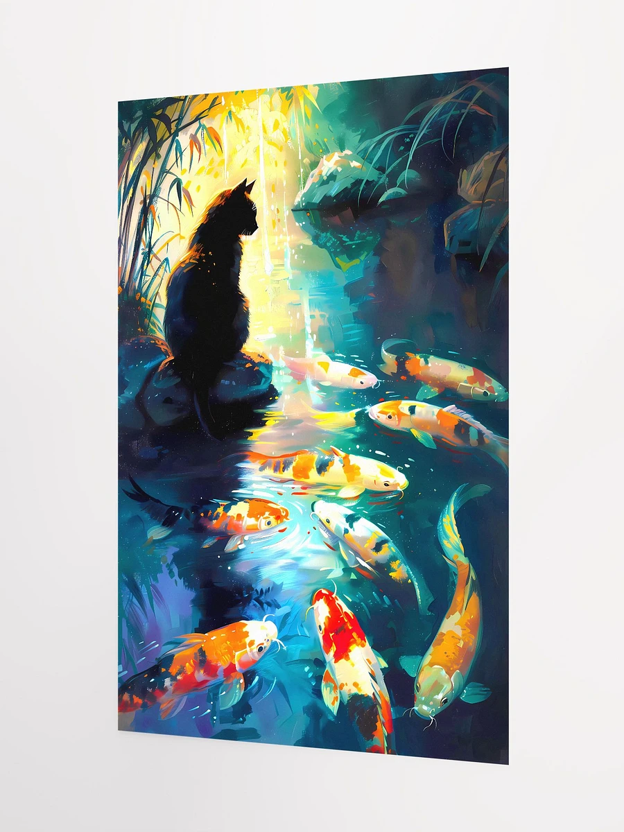 Cat Contemplating at the Koi Pond Matte Poster product image (5)