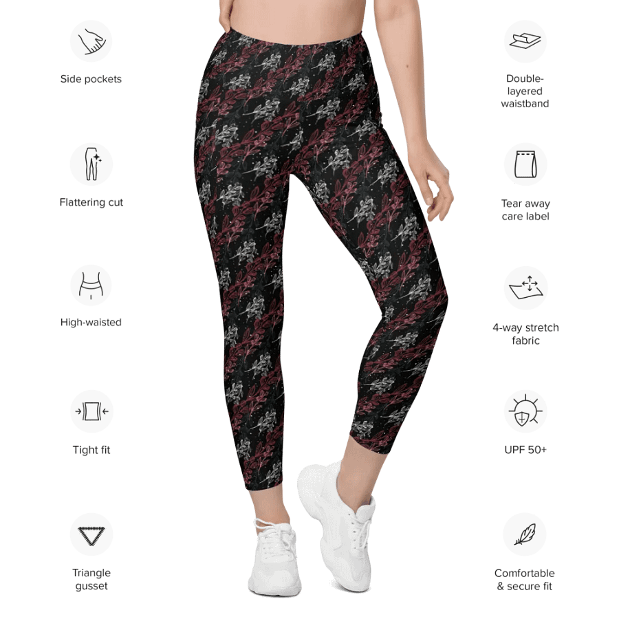 Black All-Over Print Leggings with Pockets product image (10)