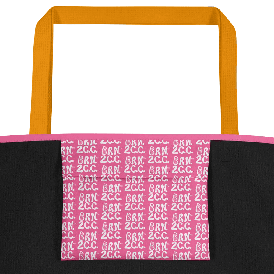 BOURNE to Cape Cod™ | Large Tote Bag with Pocket | Coastal Classic | All-Over Logo Print | White Logo on Brilliant Rose product image (3)