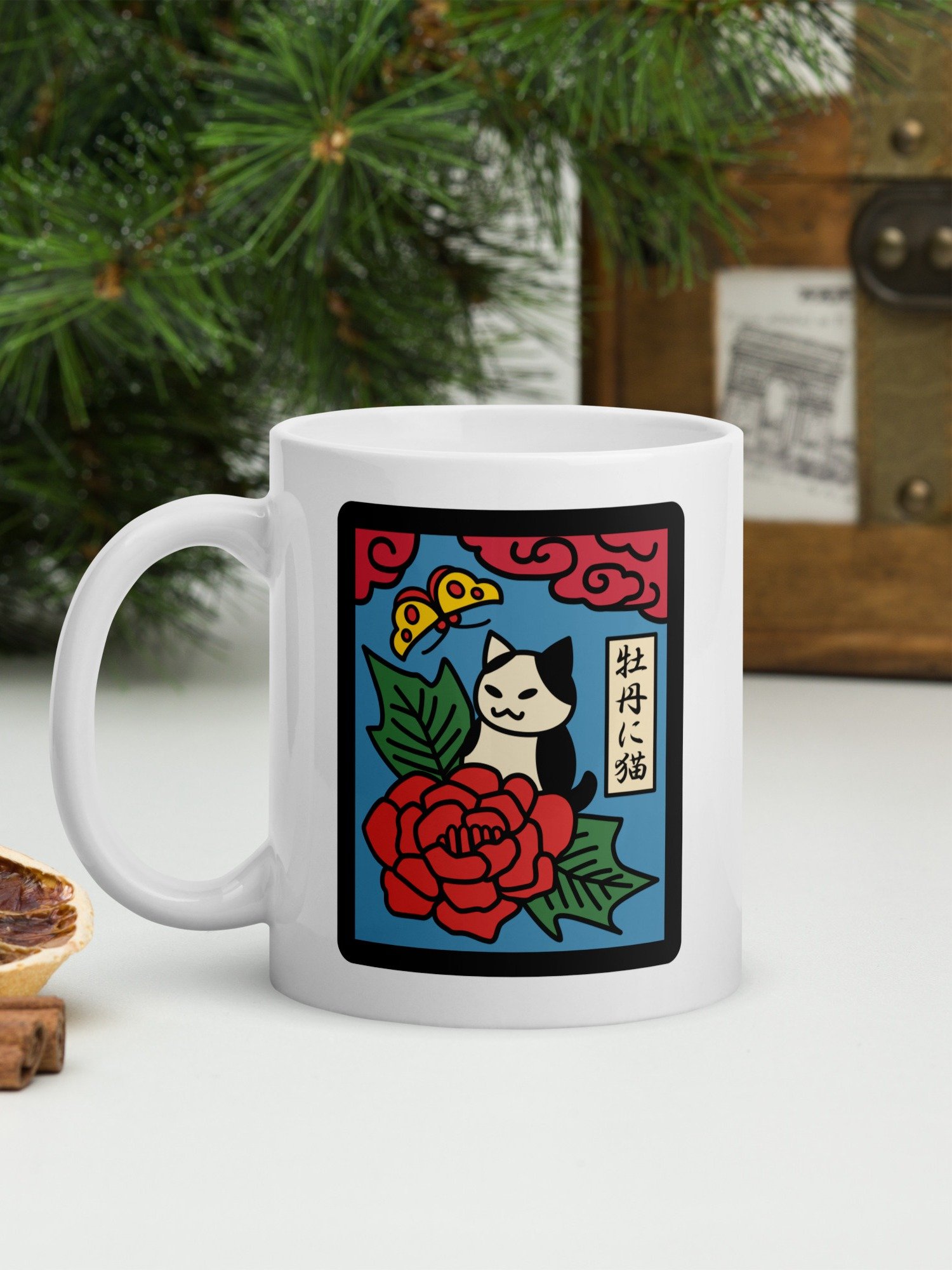 June Hanafuda Japanese Playing Card Cat 11 oz Mug product image (2)