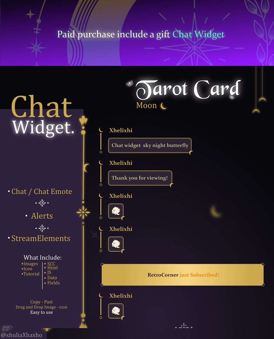 FREE SIMPLE Dark STREAM OVERLAY Celestial, Dark overlay pack, Celestial Animated Overlay, Stream overlay pack, Black and gold Overlay product image (5)