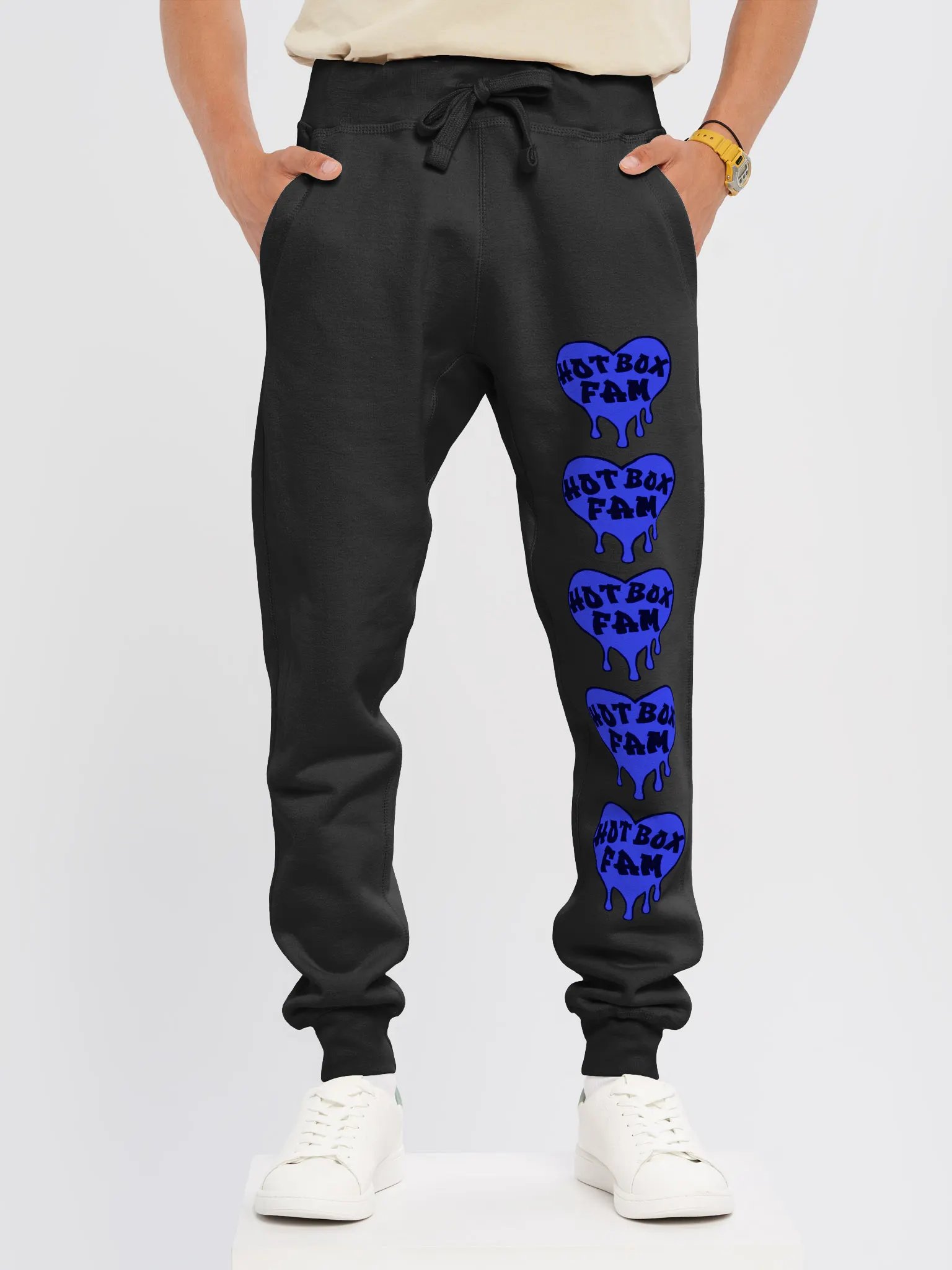 UNISEX HOT BOX FAM SOLID ROYAL BLUE LOGO SWEAT PANTS product image (14)