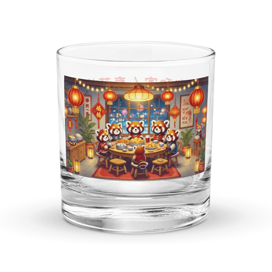 Red Panda Chinese New Year Party Rocks Glass product image (1)