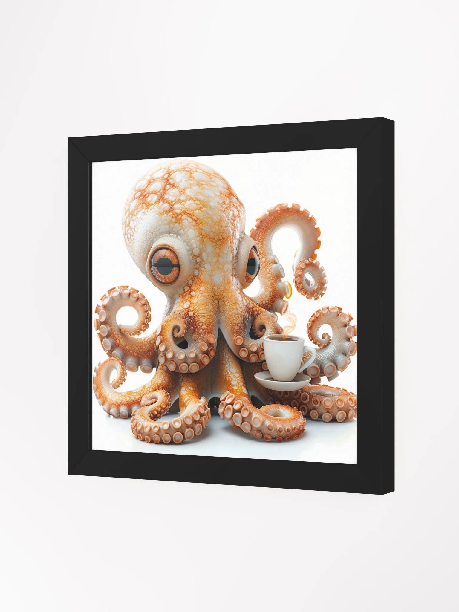 Coffee Lover Cute Orange Baby Octopus Wall Art product image (4)