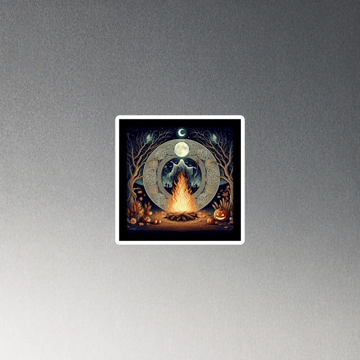 Samhain / Halloween Moon & Fire Die Cut, Slimline, Fade Proof Magnets product image (2)