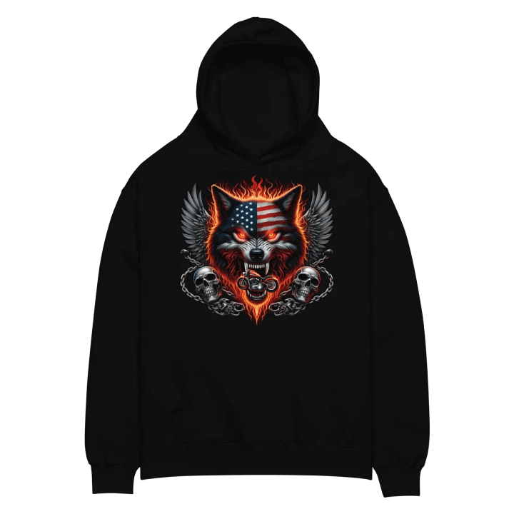 Patriotic Wolf Biker Oversized Hoodie #41 product image (2)