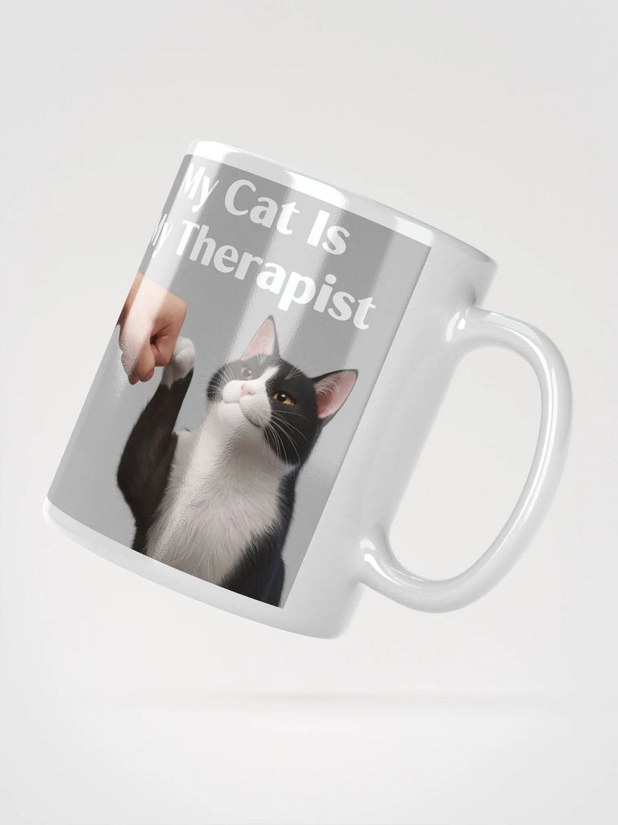 'MY CAT IS MY THERAPIST' Fist Bump #Statement Glossy Mug - White product image (2)