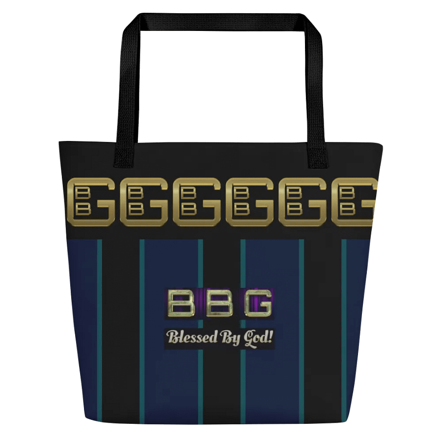Purple and Black Striped BBG Tote Bag with Pocket product image (1)