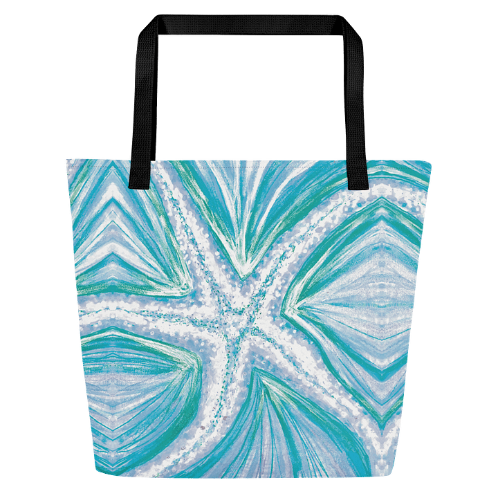 Bright Cyan Starfish Tote Bag | Ocean Pop on Crisp White | by Monique Faella Designs™ product image (1)