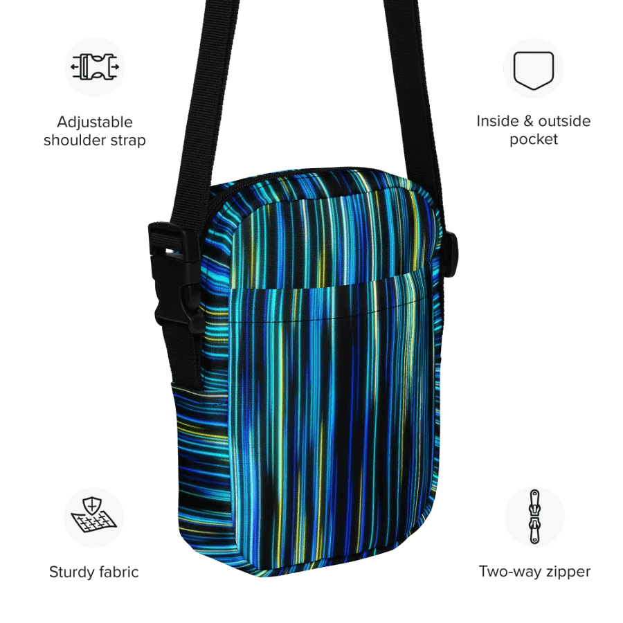 Vibrant Blue lines All-Over Print Crossbody Bag for moms ladies friends safe mobiles product image (11)