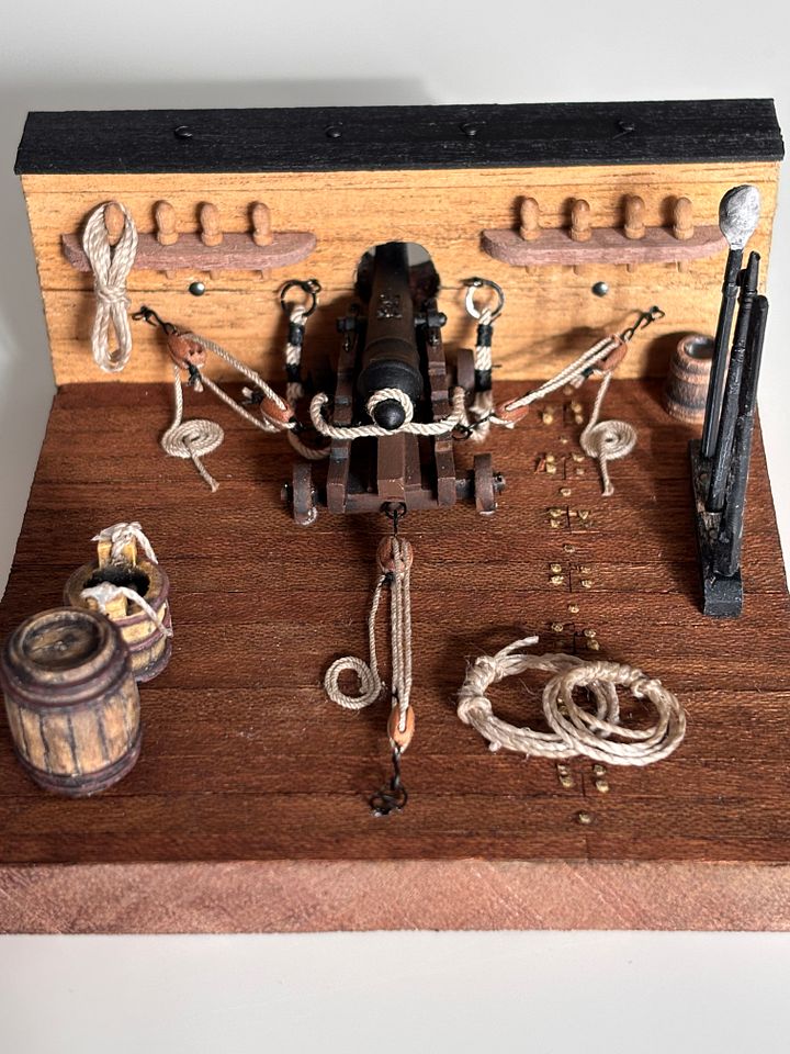 Wooden Diorama: Cannon Aboard a Historic Ship - brown ship version product image (2)