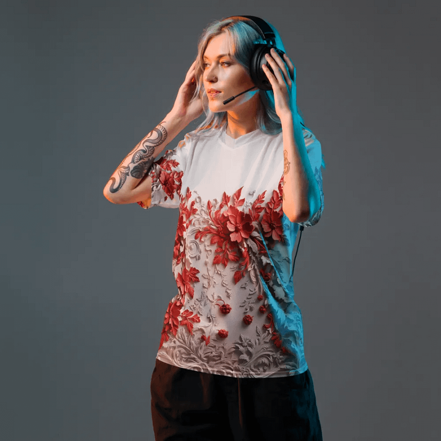 Red rose t shirt product image (1)