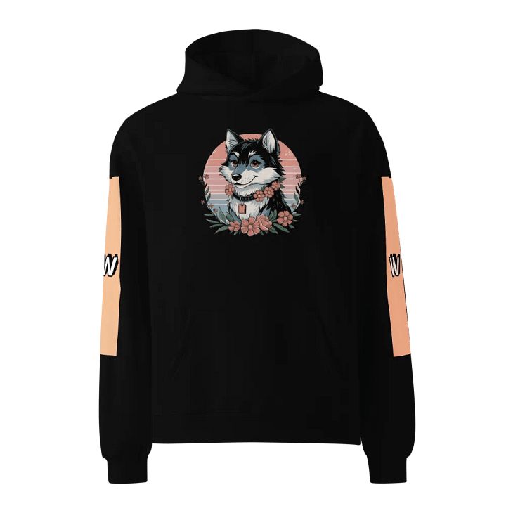 Smiling wolf dog Floral Wreath Hoodie product image (1)