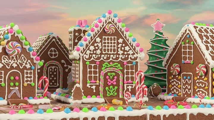 Gingerbread Cottage in Winter Wonderland – Frame TV product image (1)