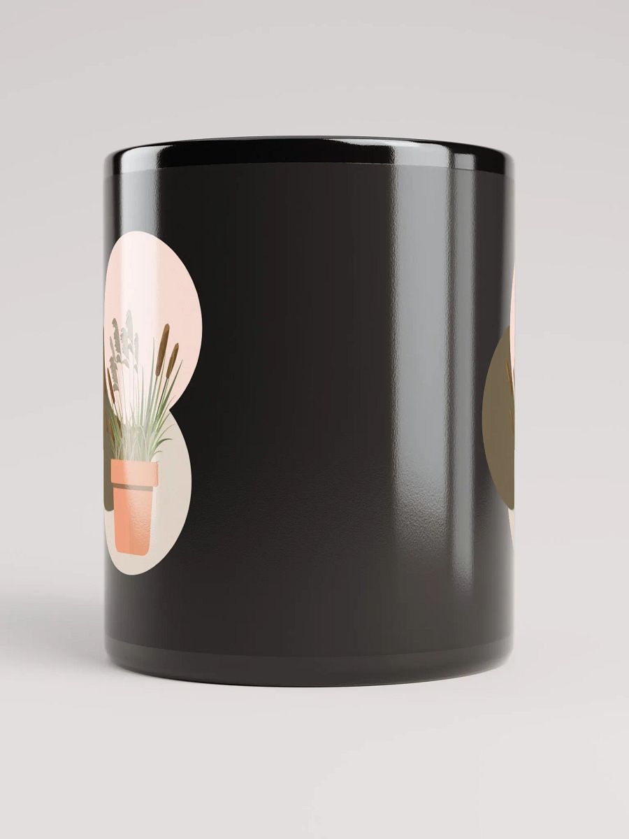 Potted Cattails With Circles Design Black Mug product image (9)