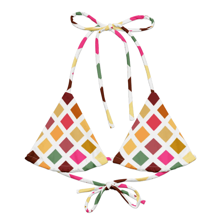 Colorful Square Pattern Design String Bikini Top - v4 product image (2)