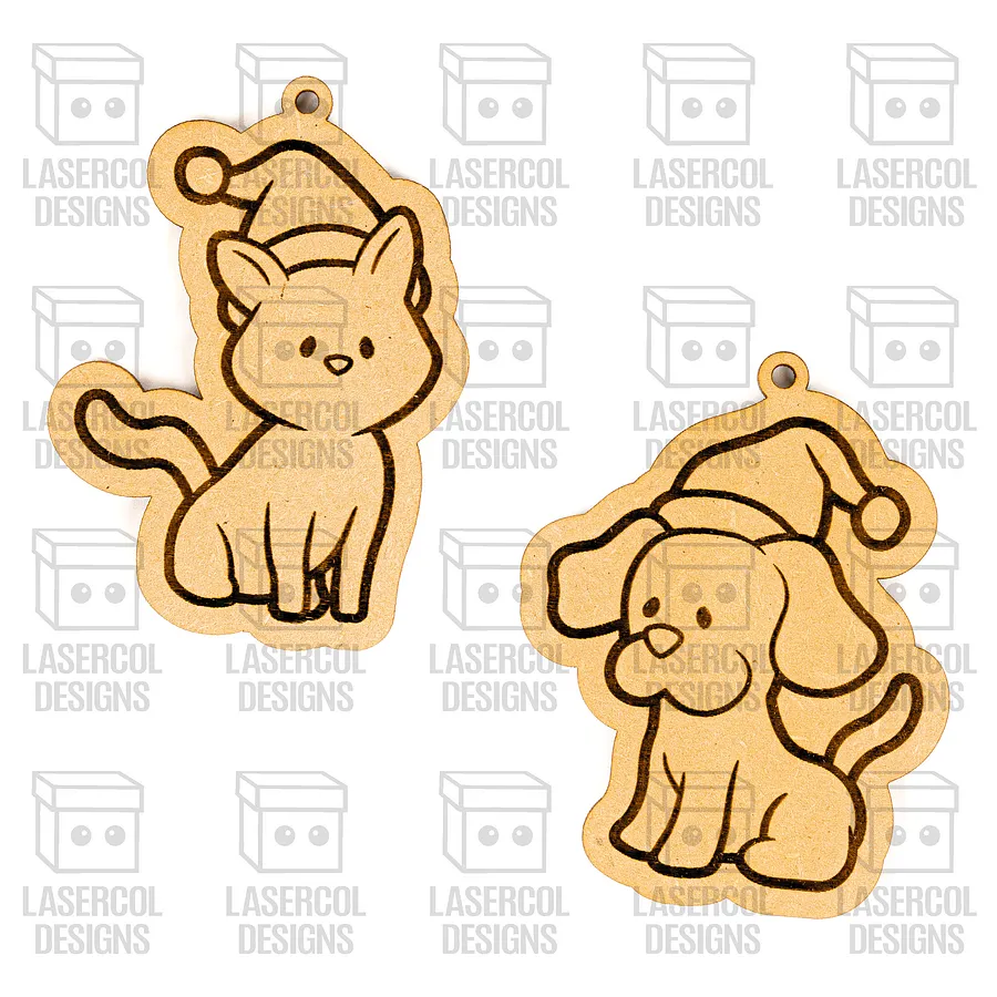 Cute Animals Christmas Ornaments - Laser Cut Files product image (7)