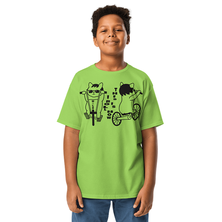 Goromi the Cat in Wig (Wild Biker) - Unisex Youth Heavyweight T-shirt product image (21)