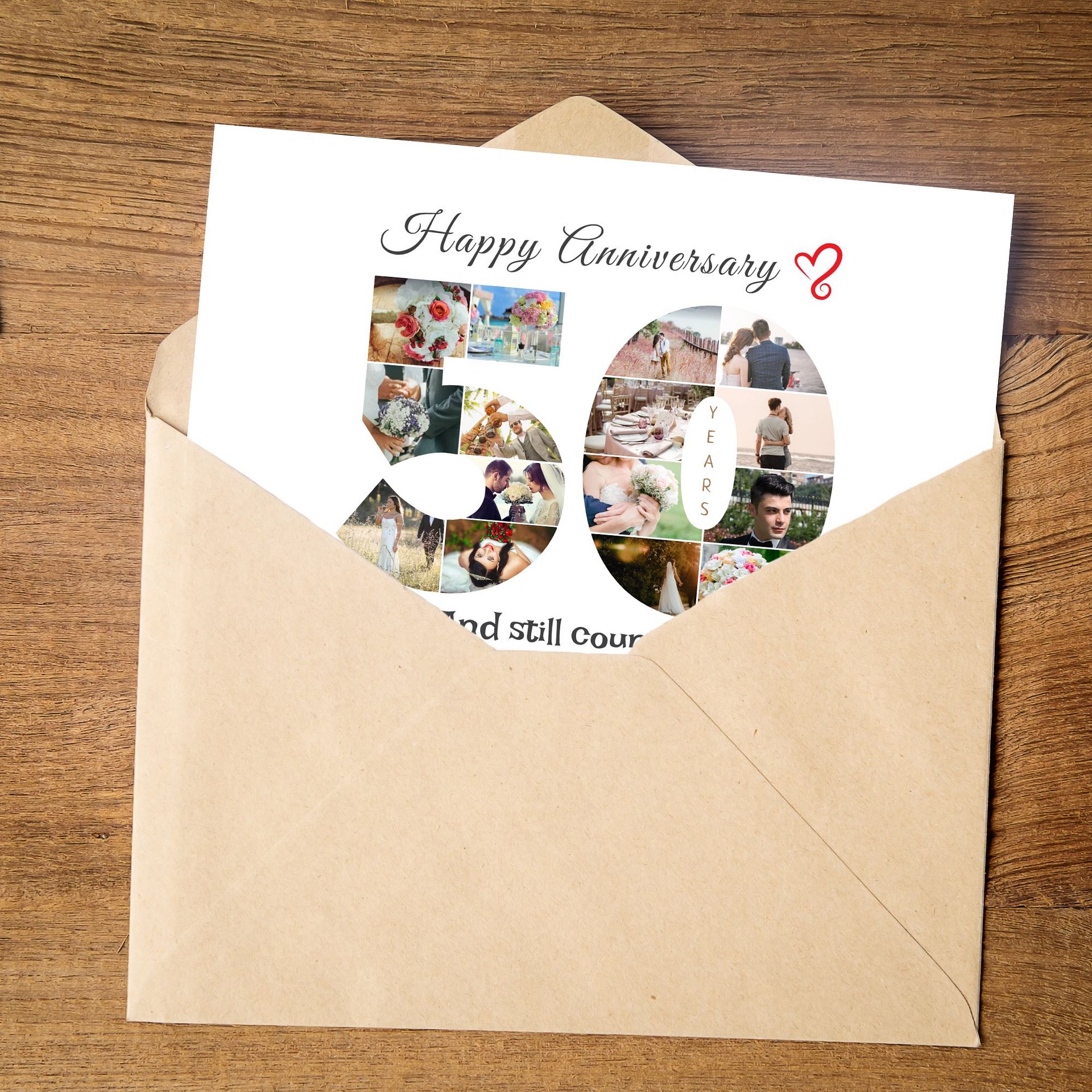 50 Year Anniversary Photo Card Editable Canva Template product image (2)