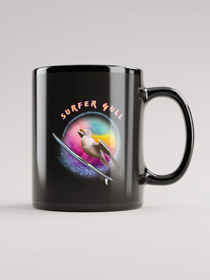 Soleil the Surfer Gull Glossy Black Mug product image (1)