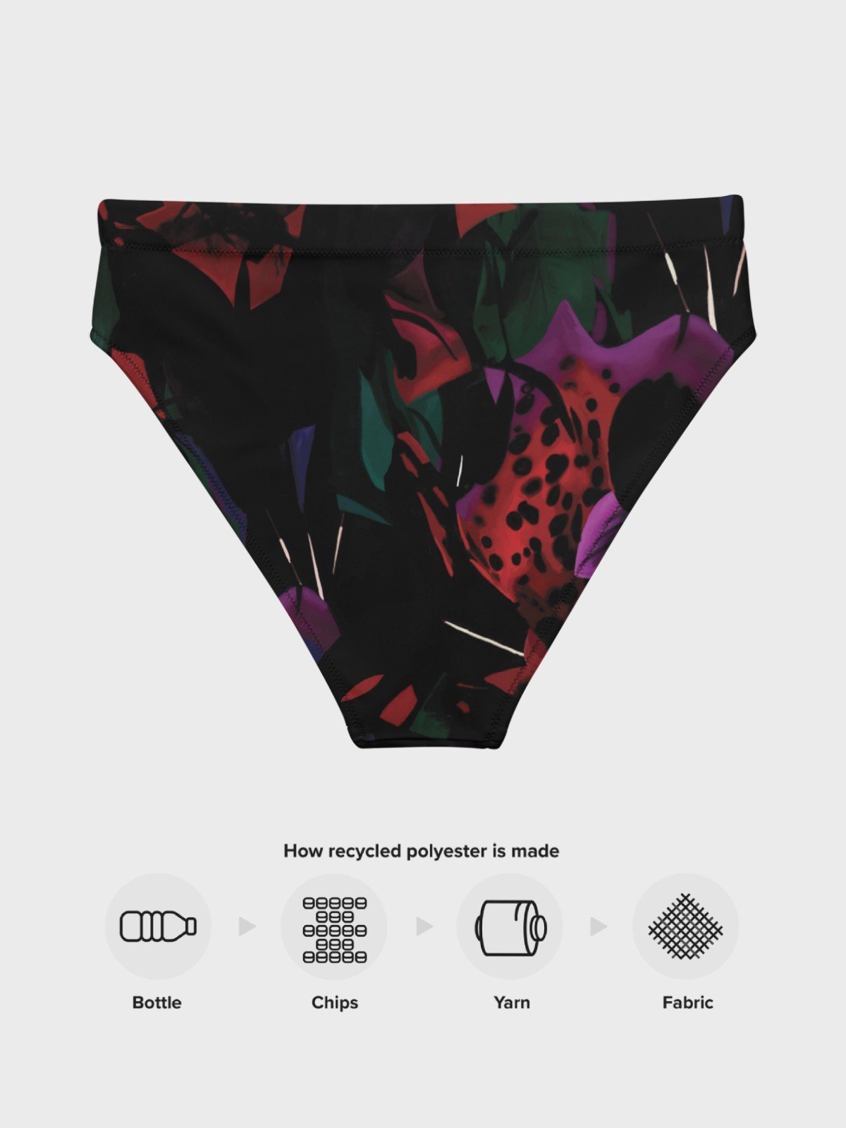 Recycled High-Waisted Bikini Bottom "Blosoom At Midnight" product image (8)