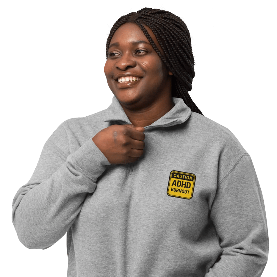 CAUTION: ADHD BURNOUT embroidered quarter zip product image (4)