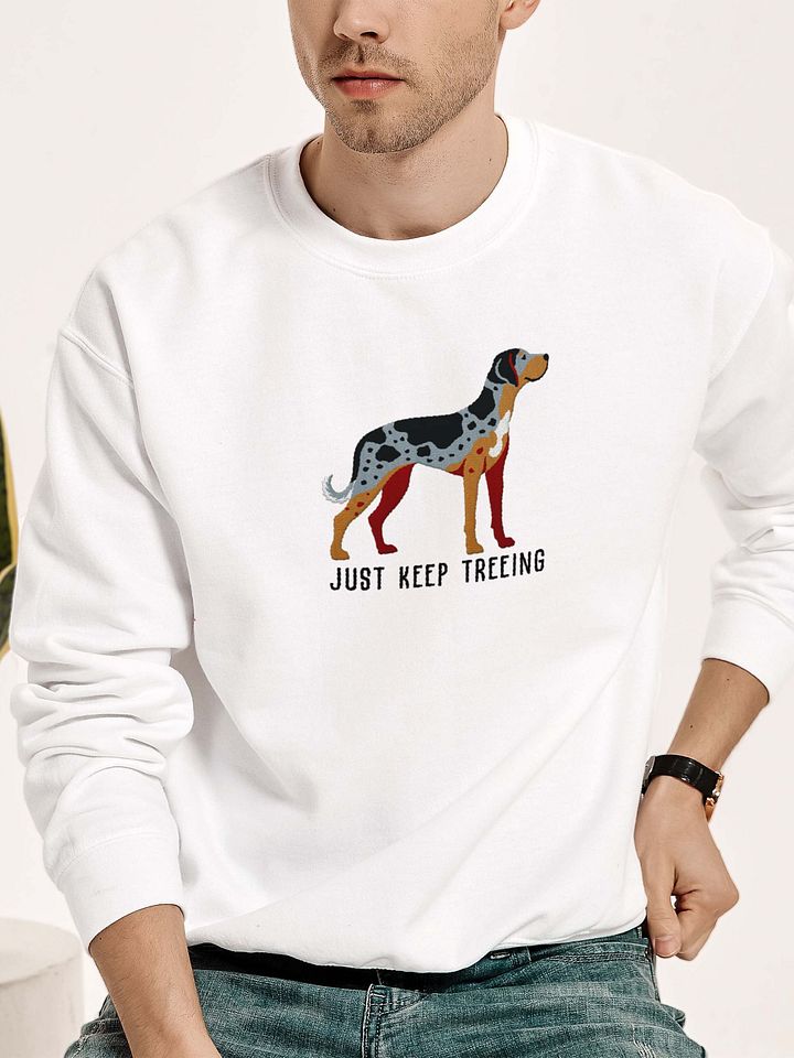 Just Keep Treeing Sweatshirt (Embroidered) of a Catahoula Leopard Dog product image (2)
