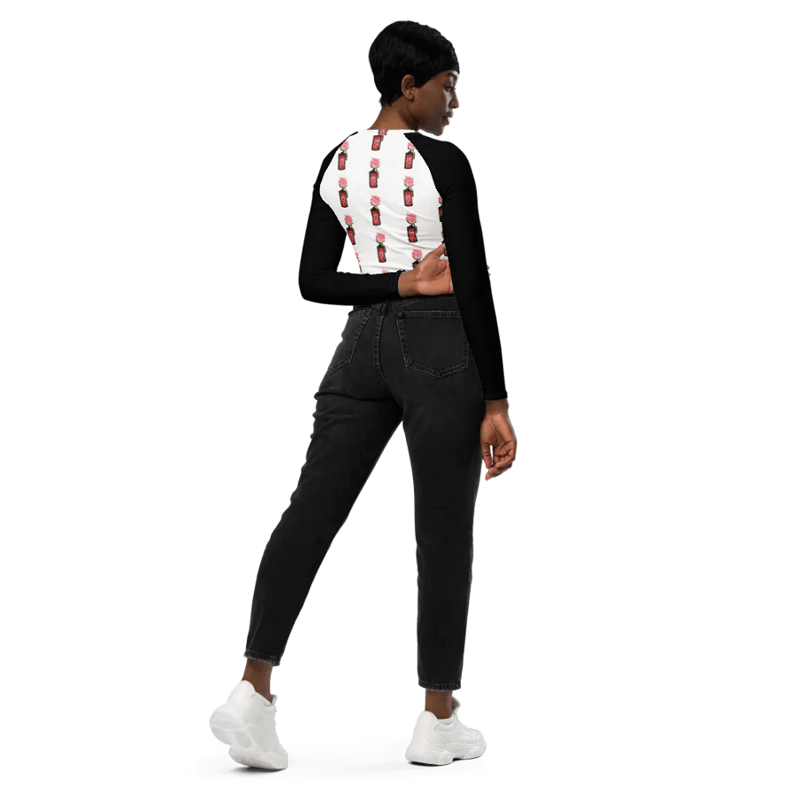 Cinestil Rose Pattern Black Jersey Sleeved Crop Top product image (6)