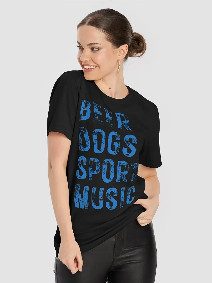 Beer Dogs Sports Music T-Shirt - Outrageously Fun Solid Blue BDSM Gift Tee product image (2)