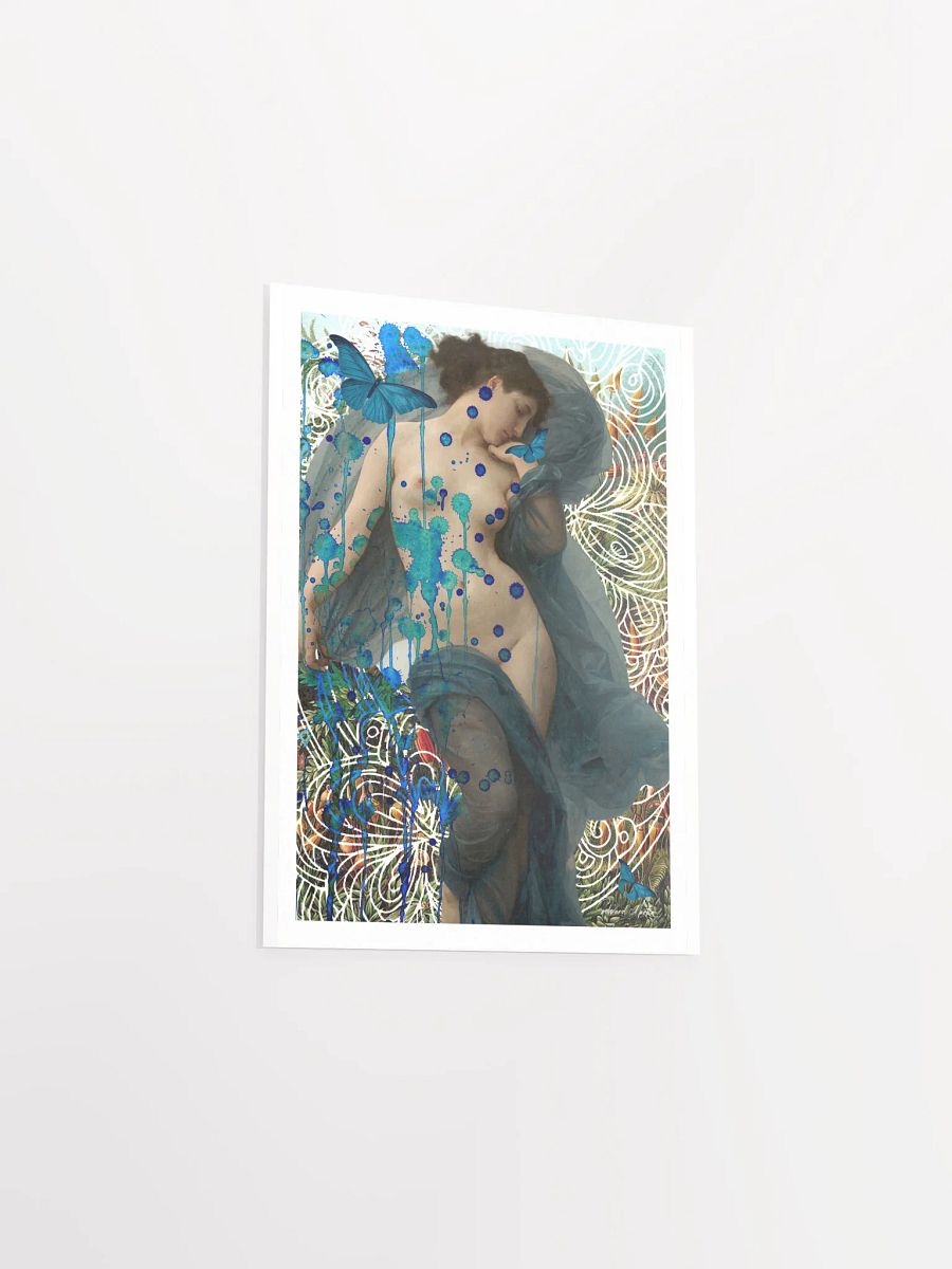 'Serene Moment' by Edward Martin-Mixed Media Collage-Surreal Blue Butterfly Poster product image (4)